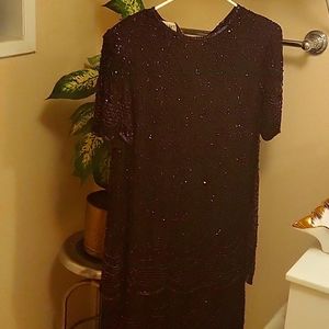 Vintage sparkle gems purple dress